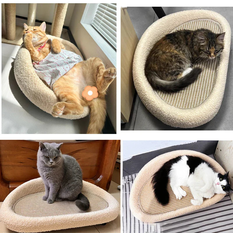 2-in-1 Warm Cat Bed & Scratching Cushion